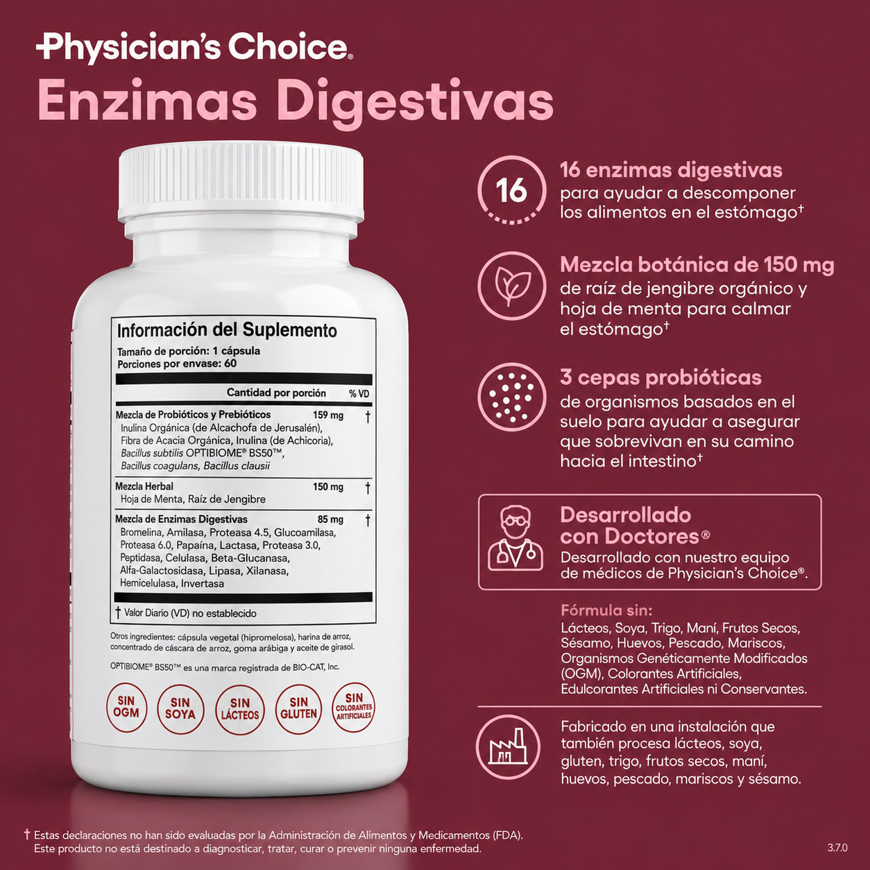 Enzimas Digestivas Physician's Choice - 30 CAPSULAS
