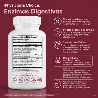Enzimas Digestivas Physician's Choice - 30 CAPSULAS